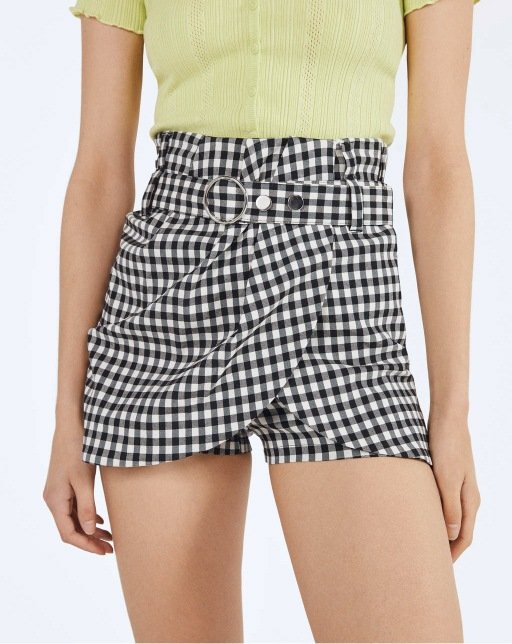 Gingham check print skort