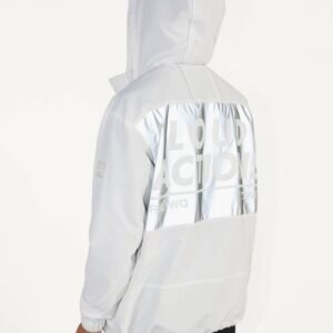 White jacket with reflective detail