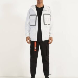 White jacket with reflective detail