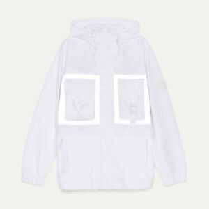 White jacket with reflective detail
