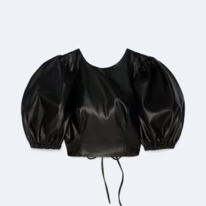 product-6-5 Faux leather blouse with voluminous sleeves