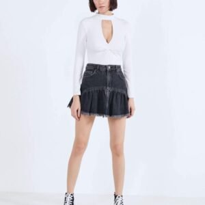 Bodysuit with slit and gathered detail