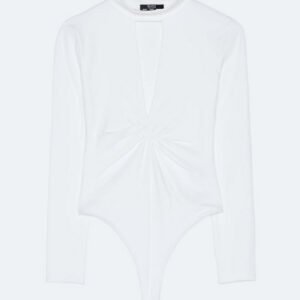 Bodysuit with slit and gathered detail